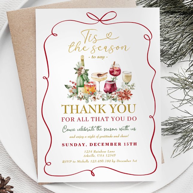 Tis The Season to Say Thank You Whimsical Holiday Invitation (Creator Uploaded)