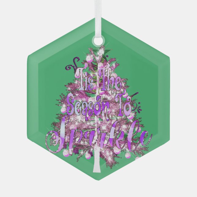 Tis The Season To Sparkle Glass Tree Decoration (Front)