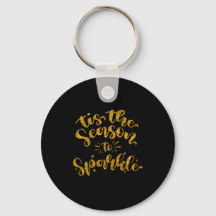 Tis The Season To Sparkle Gold Faux Glitter Key Ring