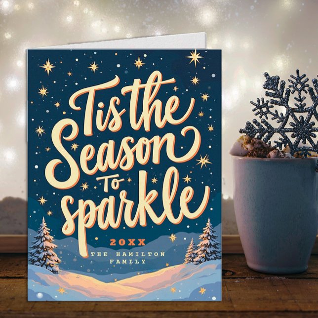 Tis the Season to Sparkle Holiday Card (Non Photo Christmas Card)