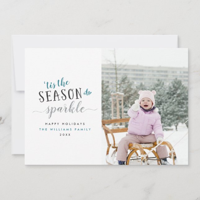 'Tis the Season to Sparkle Photo Christmas Cards (Front)