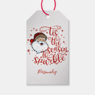 Tis the Season to Sparkle Santa Design Personalise Gift Tags