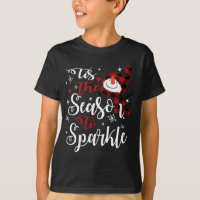 Tis The Season To Sparkle Xmas Snowman Red Plaid