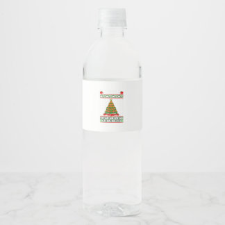 Tis The Season To Vegan Christmas Pajama X-Mas Veg Water Bottle Label