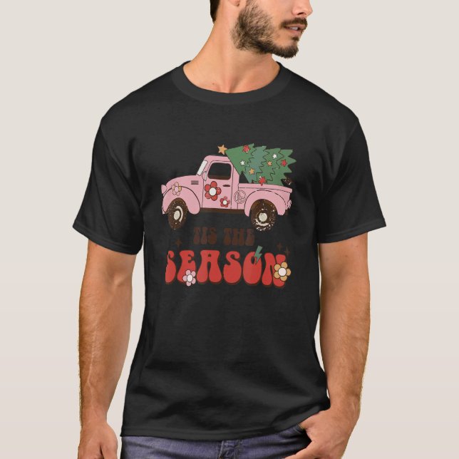 Tis the Season Truck Christmas Tree Men Christmas T-Shirt (Front)
