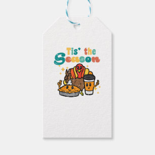 Tis The Season Turkey Coffee Retro Thanksgiving Fa Gift Tags