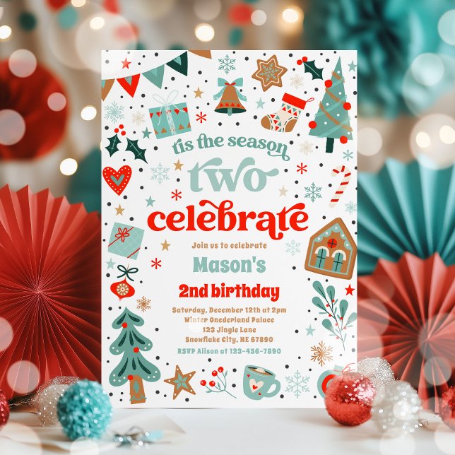 Tis The Season Two Celebrate Christmas Birthday Invitation (Creator Uploaded)
