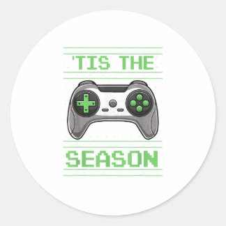 Tis The Season Video Games Christmas Xmas Gamer Classic Round Sticker