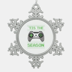 Tis The Season Video Games Christmas Xmas Gamer Snowflake Pewter Christmas Ornament