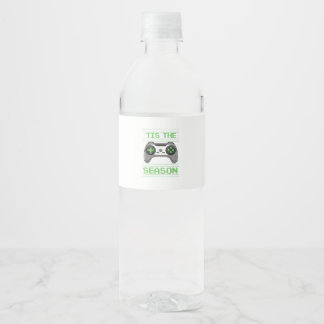 Tis The Season Video Games Christmas Xmas Gamer Water Bottle Label