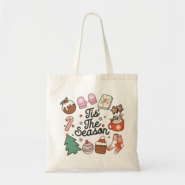Tis The Season Vintage Christmas Tote Bag (Front)