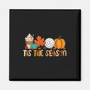 Tis The Season Volleyball Pumpkin Leaf Latte Fall Magnet