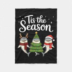 Tis The Season Whale Shark Christmas Santa Fleece Blanket