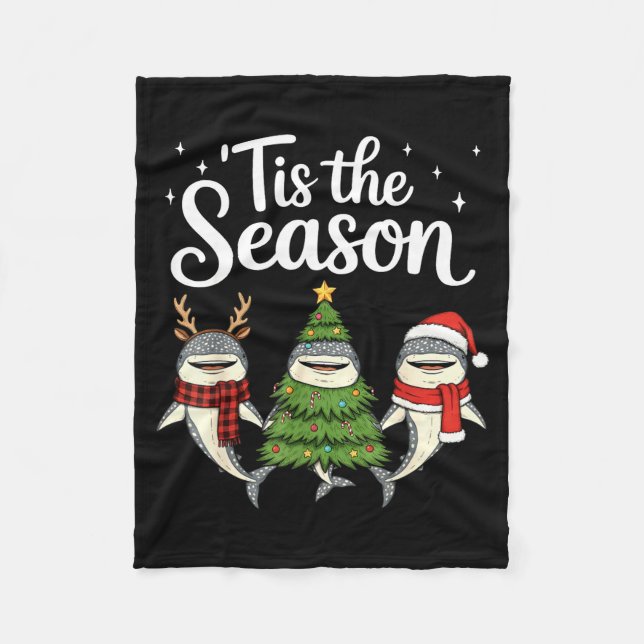 Tis The Season Whale Shark Christmas Santa  Fleece Blanket (Front)