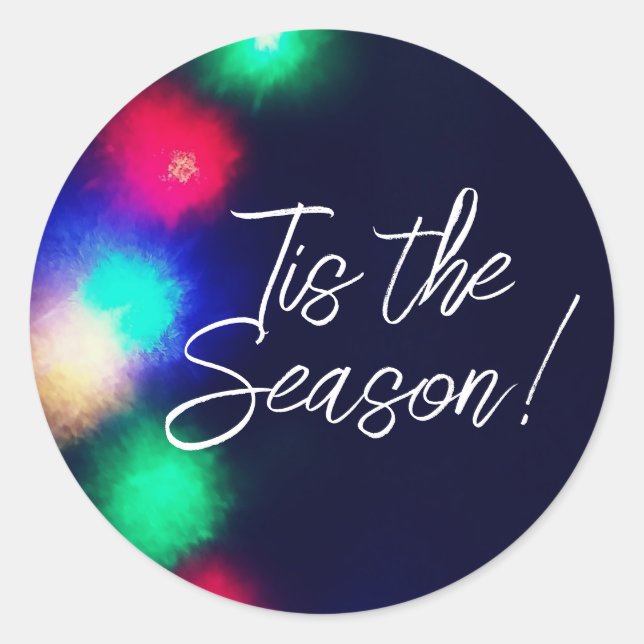 Tis the Season with Lights Classic Round Sticker (Front)
