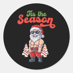 Tis The Season Workout Christmas Tree Cakes Debbie Classic Round Sticker