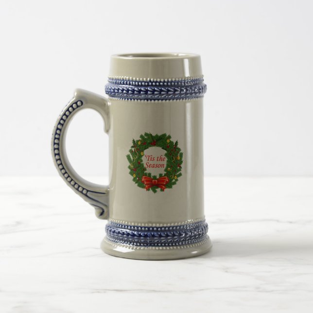 'Tis the Season Wreath Beer Stein (Left)