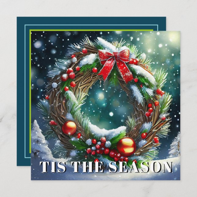 Tis the Season Wreath Invitation (Front/Back)
