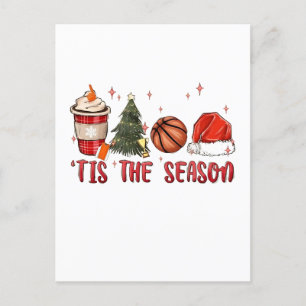 Tis the Season Xmas Christmas Basketball  Invitation Postcard