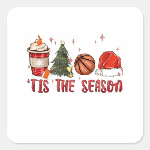 Tis the Season Xmas Christmas Basketball  Square Sticker