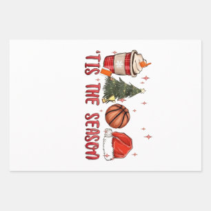 Tis the Season Xmas Christmas Basketball Wrapping Paper Sheet