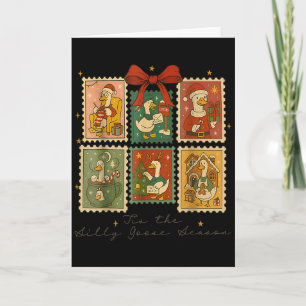 Tis The Silly Goose Season Christmas Stamps Retro  Card