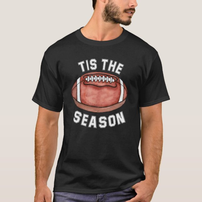 Tis To The Season Leopard Heart Football Game Day  T-Shirt (Front)