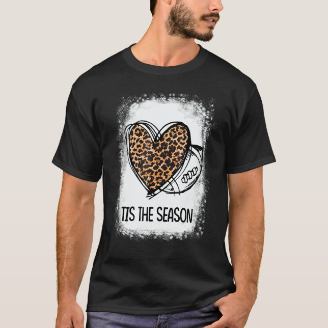 Tis To The Season Leopard Heart Football Season Ga T-Shirt (Front)