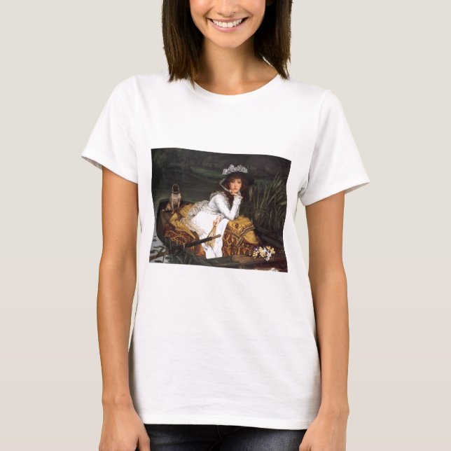 Tissot young lady and pug antique painting T-Shirt (Front)