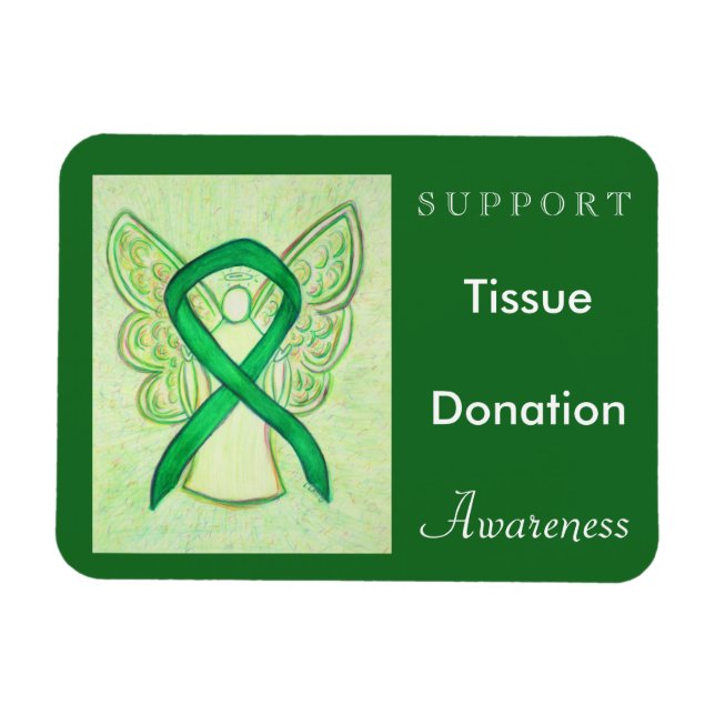 Tissue Donation Awareness Ribbon Angel Magnets (Horizontal)