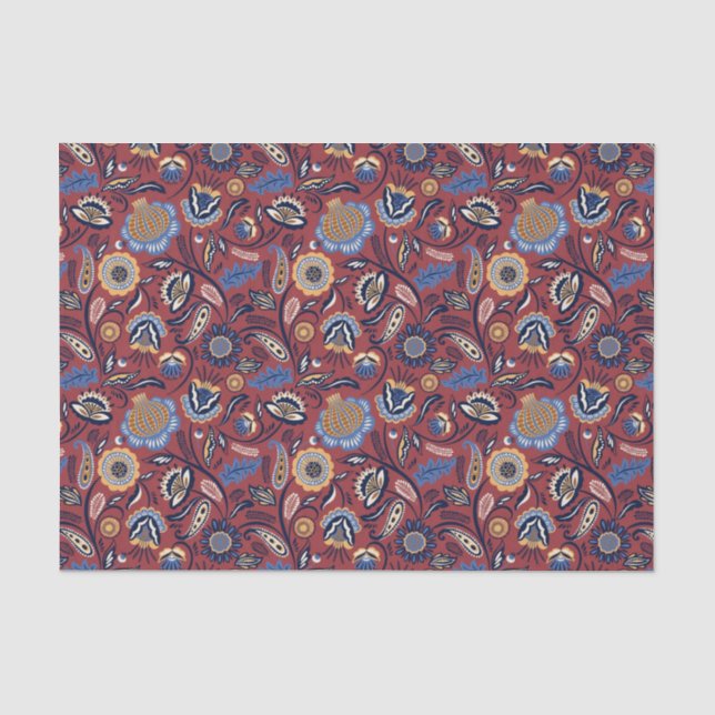 Tissue or Decoupage Paper - Boho Bold Floral Red (Front)