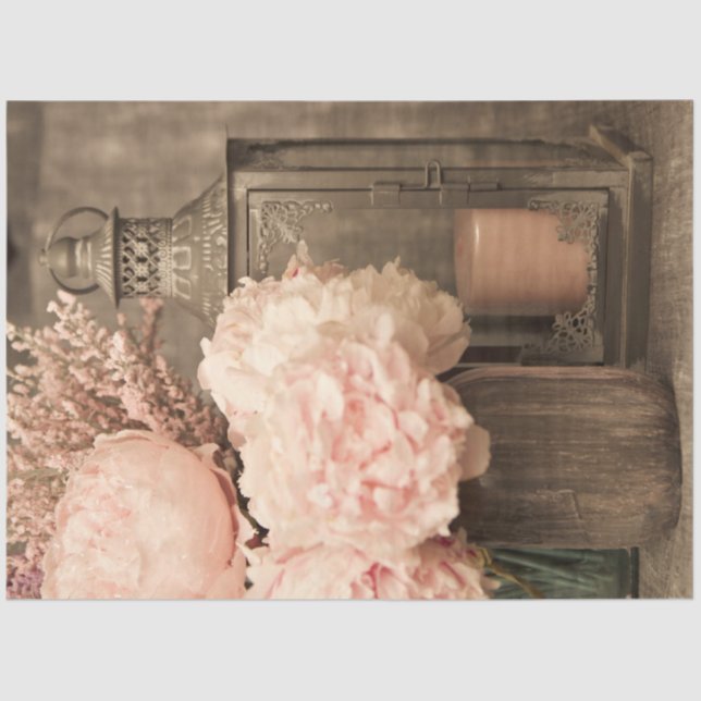 Tissue Paper 20x30 Pink Peonies and Lantern Set 2 (Front)