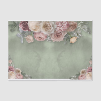 Tissue Paper 2pc Set Vintage Floral Theme in Green