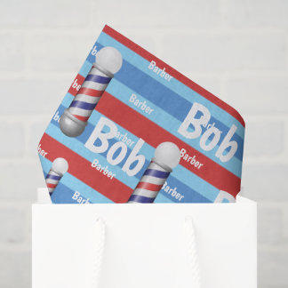Tissue Paper, Barbershop BarberpoleRed White Blue  Paper
