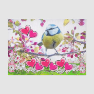 Tissue Paper Bird Pink Hearts