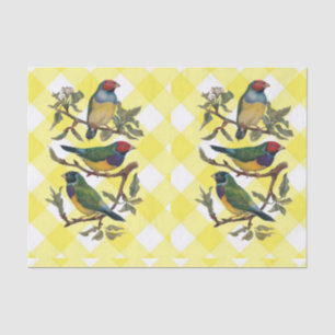 Tissue Paper Bird Yellow Plaid