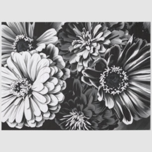 Tissue paper black and white flowers