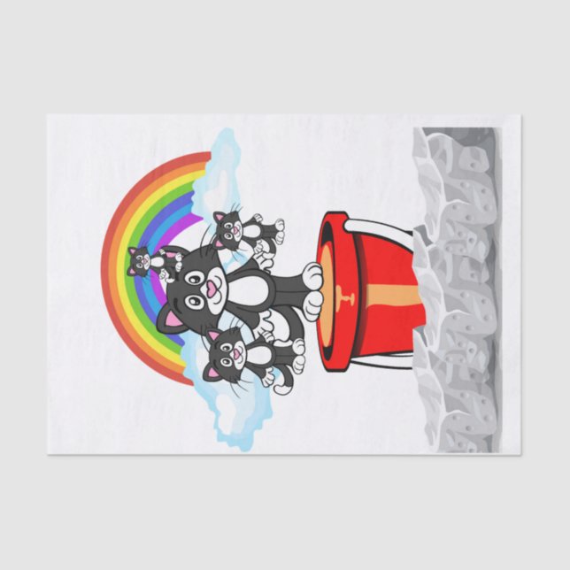 Tissue Paper Black Cats Rainbow (Front)