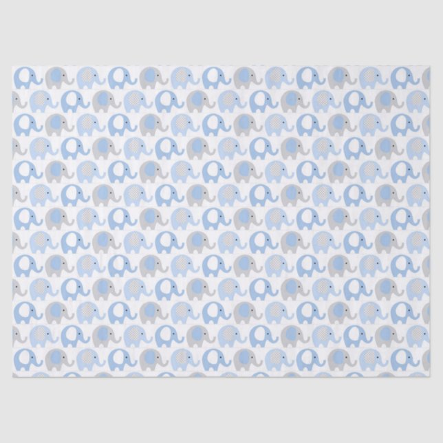 Tissue Paper - Blue & Gray Elephants (Front)