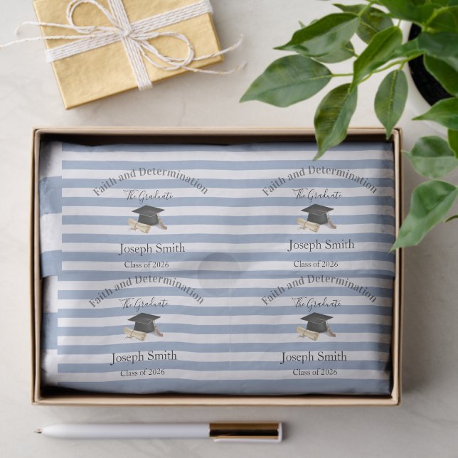 Tissue Paper Blue & White Stripe Graduation 2026 (Gift)