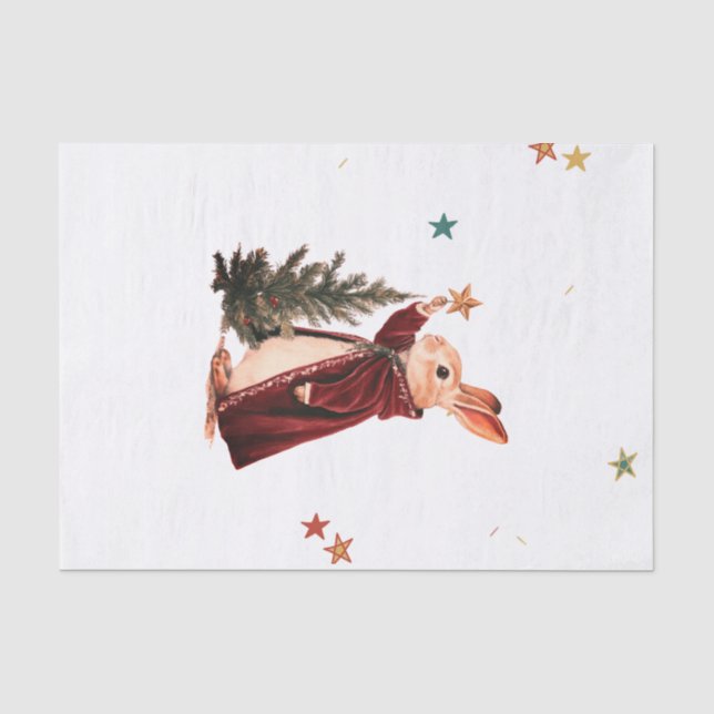 TISSUE PAPER BUNNY CHRISTMAS TREE AND STARS (Front)