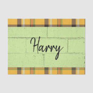 Tissue Paper Burnt Orange Plaid Green