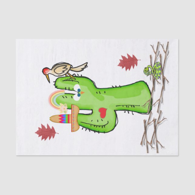 Tissue Paper Cactus Bird  (Front)