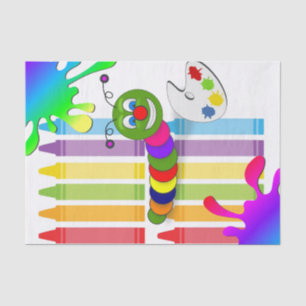 Tissue Paper Colours Crayons Worm