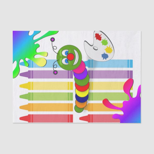 Tissue Paper Colours Crayons Worm (Front)