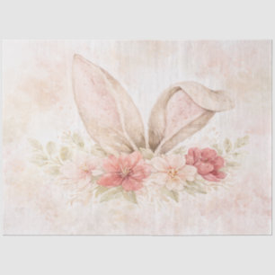 Tissue Paper Cute Watercolor Bunny with Flowers
