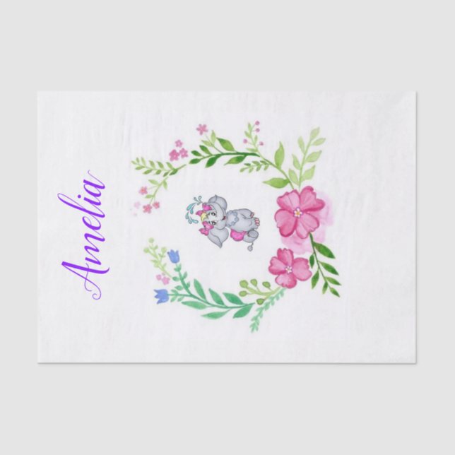Tissue Paper Elephant Floral (Front)