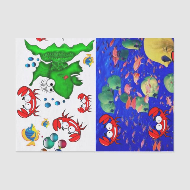 Tissue Paper Fish Crab Ocean (Front)