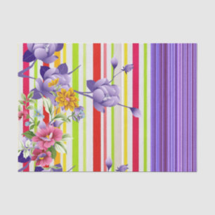 Tissue Paper Floral Purple Stripe