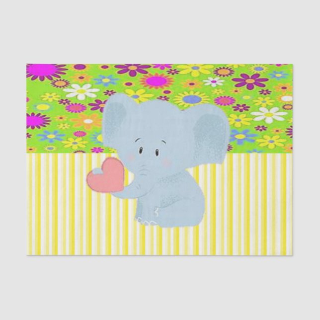 Tissue Paper Floral Yellow Stripes Elephant (Front)